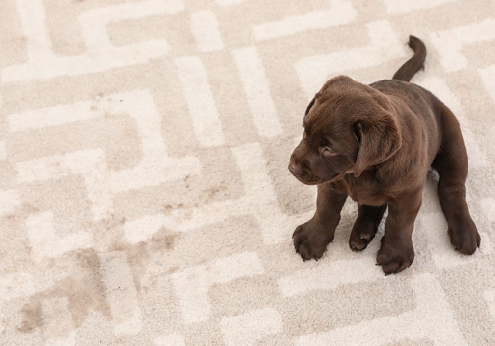 Puppy plast op kleed