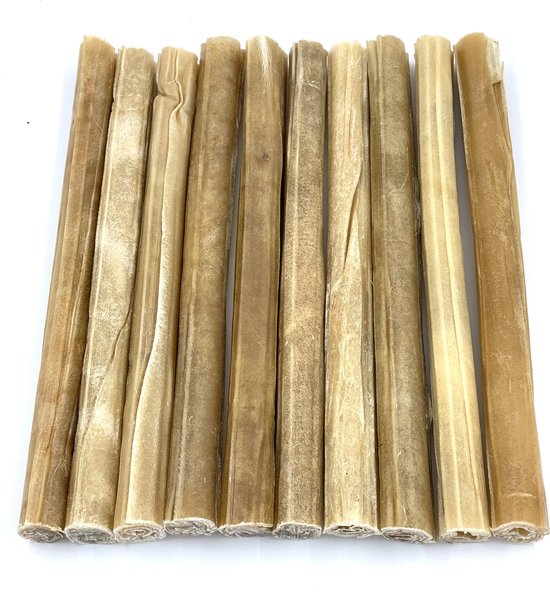 Geperste staaf Voordeelzak van 10st. 25,4cm 20mm - Kauwstaven - Runderhuid - Snack - Kauwbot - Hondensnacks - Hond - Snacks