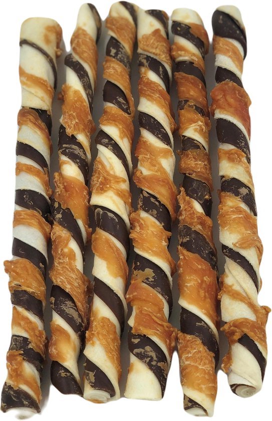 Kip En Rund Staven Groot 6 Stuks - Hondensnack - Kauwbot - Hondenbot - Hondensnoepjes