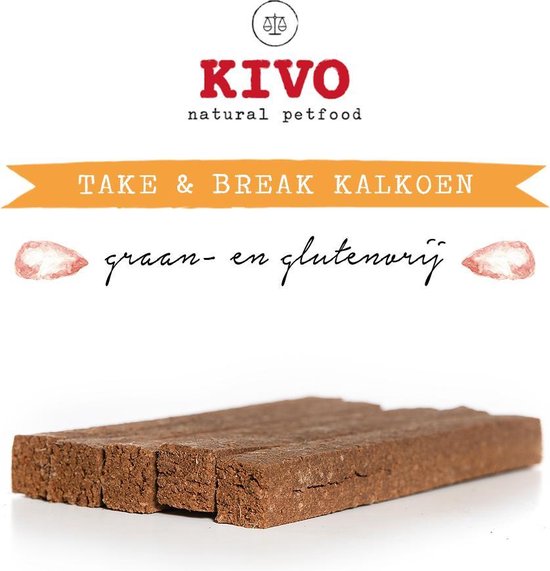Kivo Petfood - Hondensnack Take & Break Kalkoen 16 stuks - Kauwstaaf hypoallergeen zonder granen of gluten.