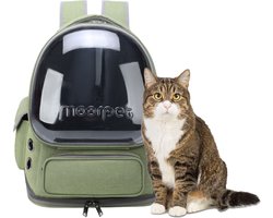MIRO® Katten Rugzak Transport - Reismand Kat & Hond - Vervoersbox Draag Tas - Hondenrugzak Dieren Reistas - Vervoerstas - Groen