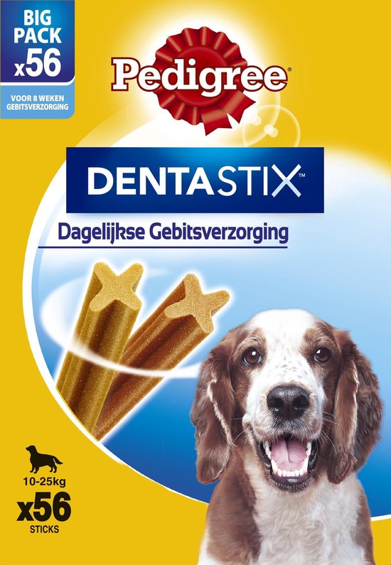 Pedigree Dentastix Kauwstaven - Gebitsverzorgende Hondensnacks - Medium - 56 stuks